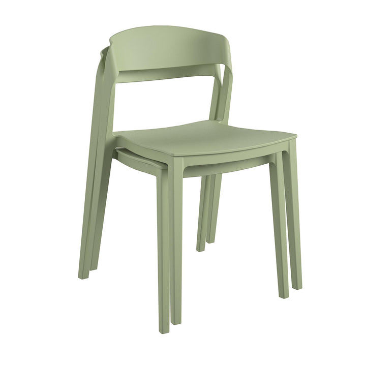 Outdoor/Indoor Stacking Resin Chair with Ribbon Back, Set of 2 - Pale Green - 2-Pack