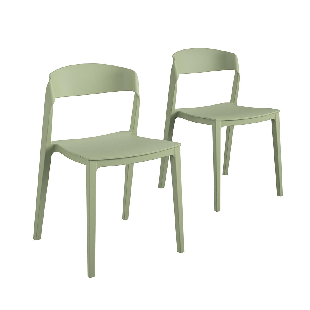 Outdoor/Indoor Stacking Resin Chair with Ribbon Back, Set of 2 - Pale Green - 2-Pack