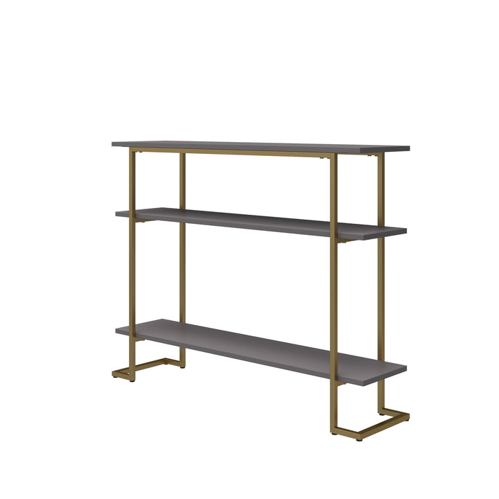 Olten Console Sofa Table with 3 Open Shelves and Metal Frame - Graphite Grey