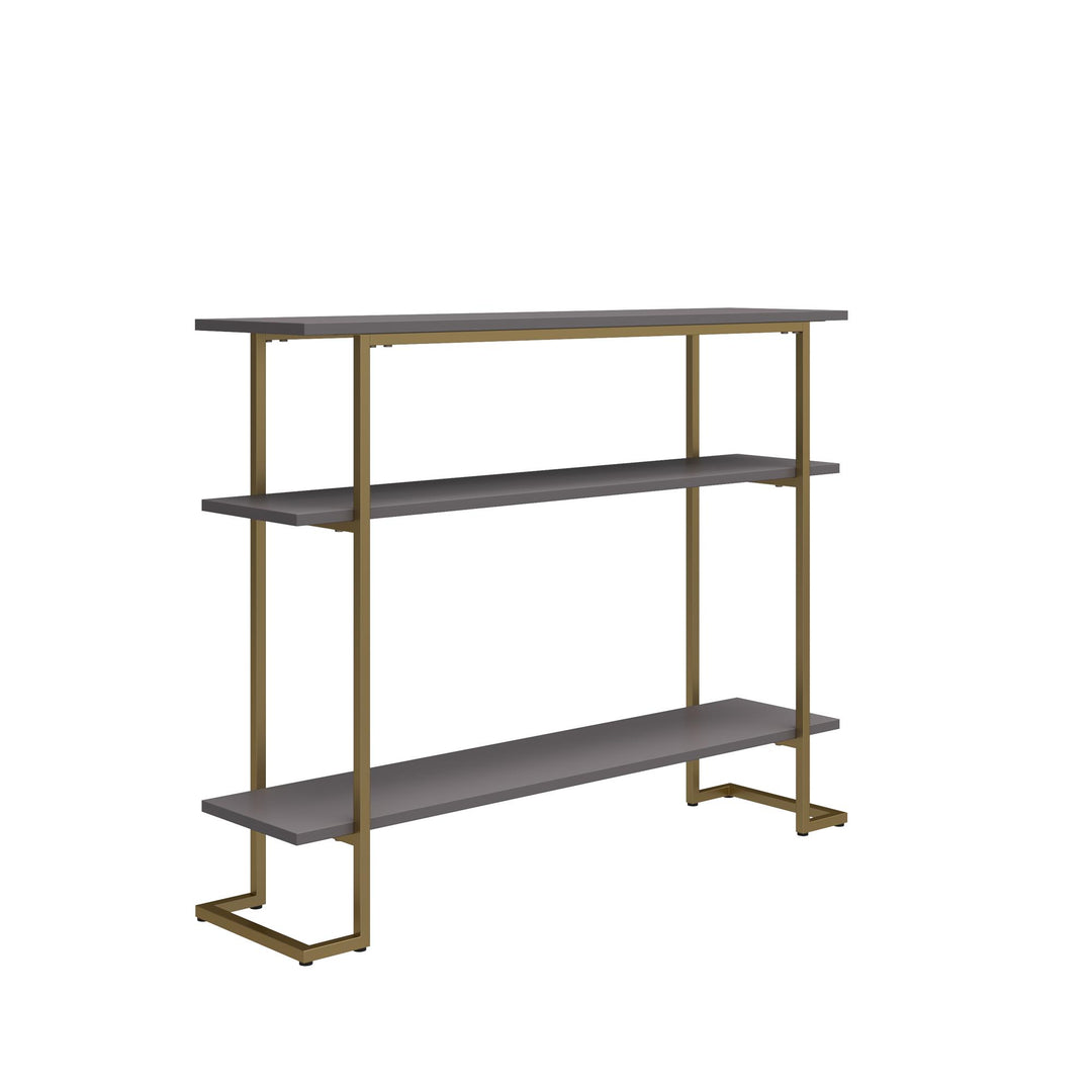 Olten Console Sofa Table with 3 Open Shelves and Metal Frame - Graphite Grey