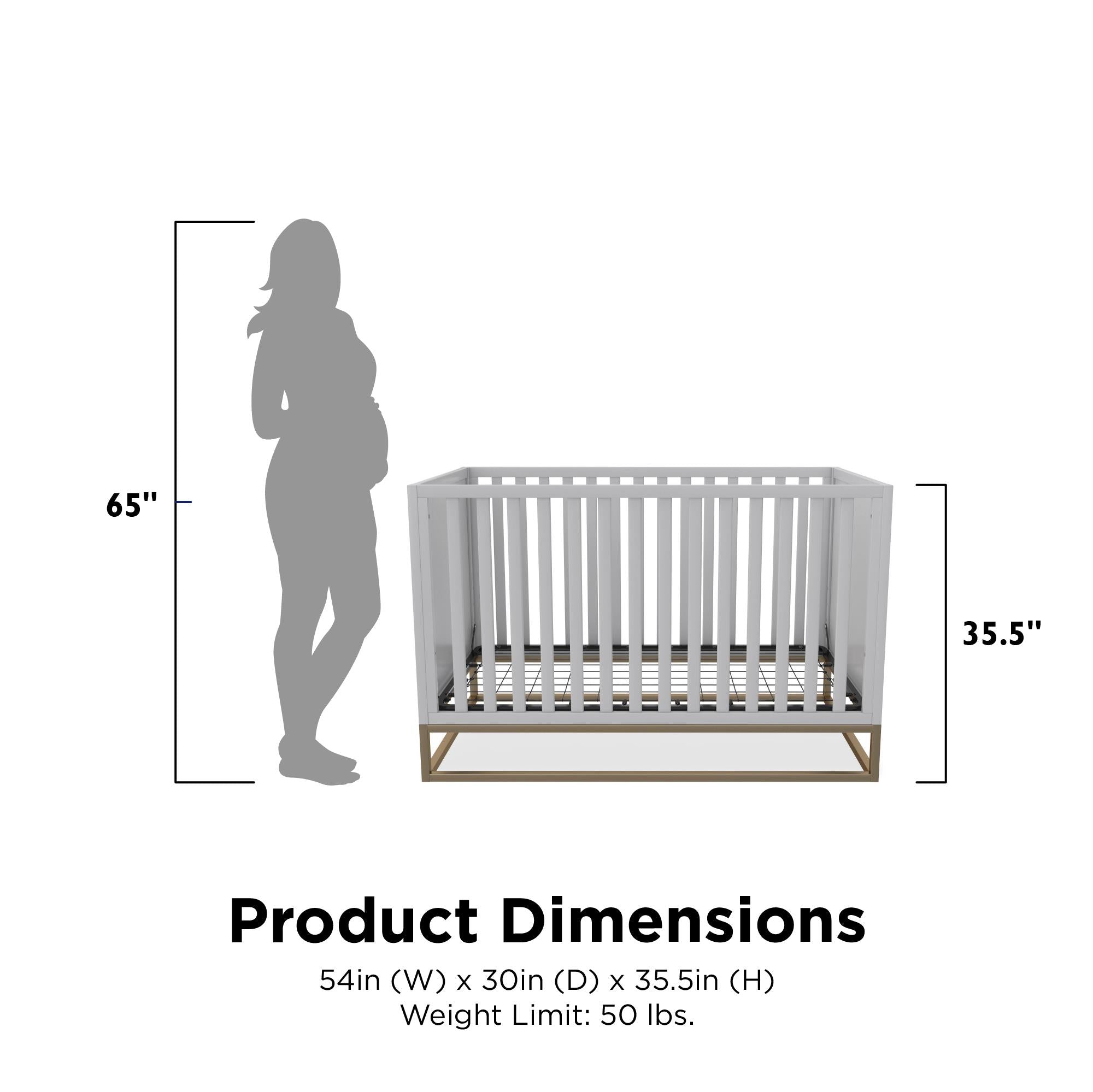 Haven 3 in 1 Wood Crib with Metal Base