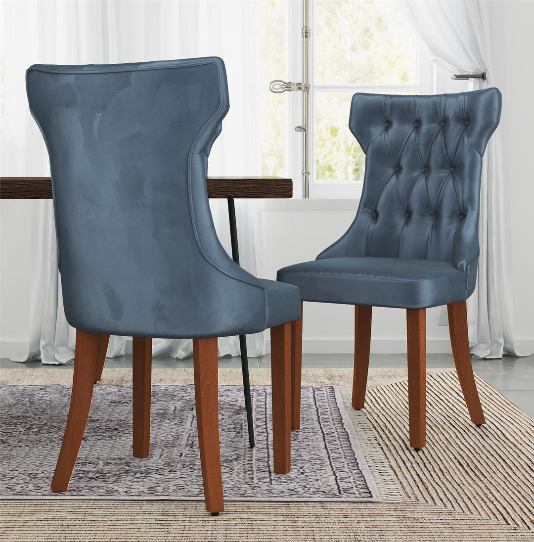 Hourglass Dining Chair with Tufted Back -  Navy 