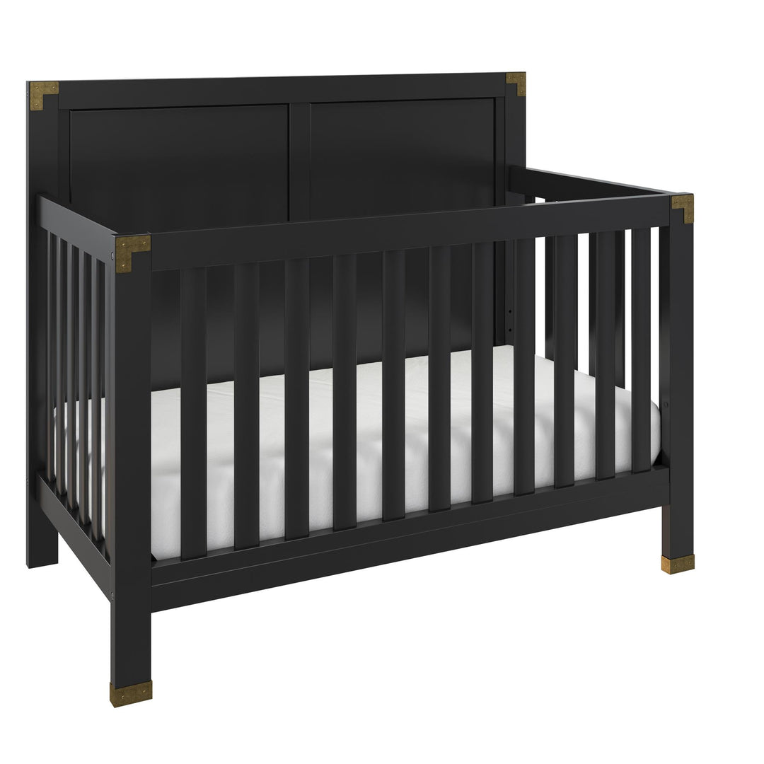 Miles 5 in 1 Convertible Crib with Brass Finished Accents - Black