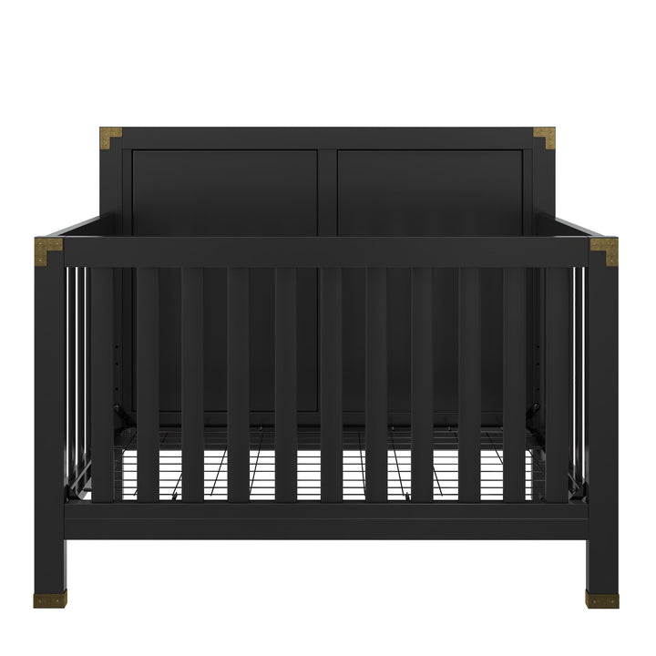 Miles 5 in 1 Convertible Crib with Brass Finished Accents - Black