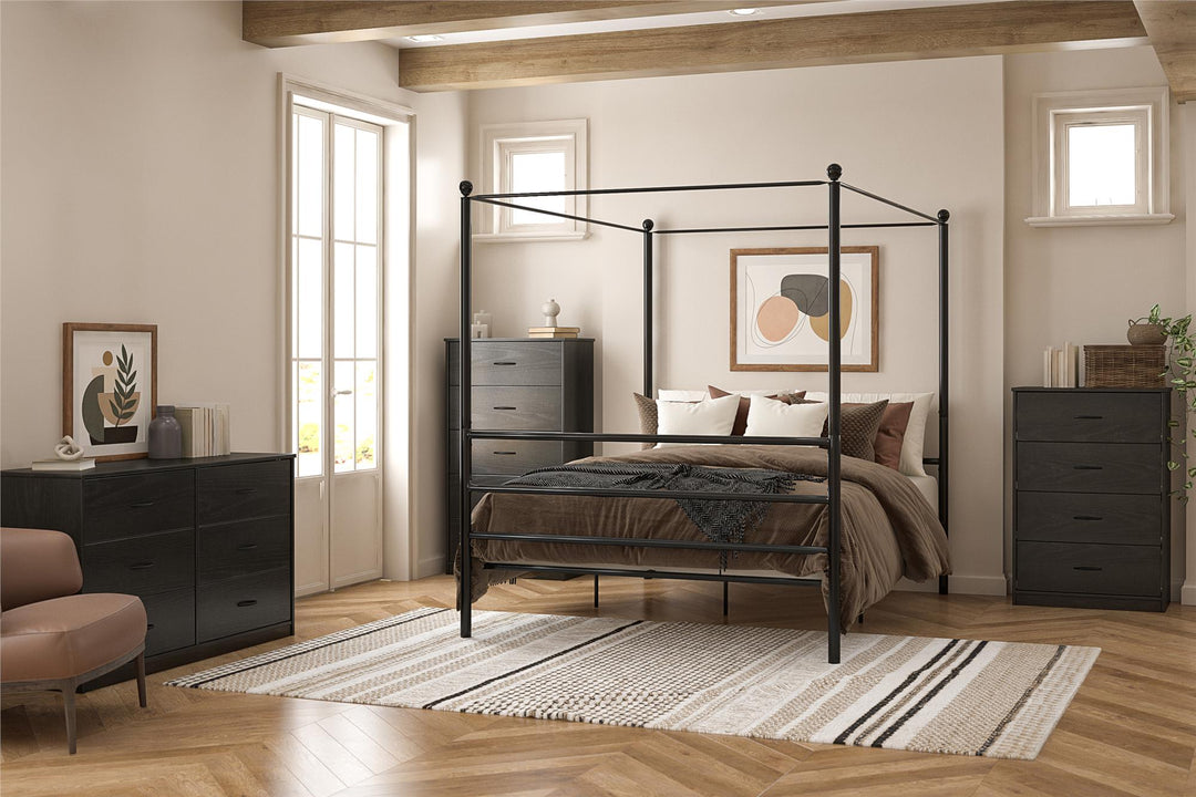 Elegant storage solution: Heritage 4 Drawer Dresser - Black Oak