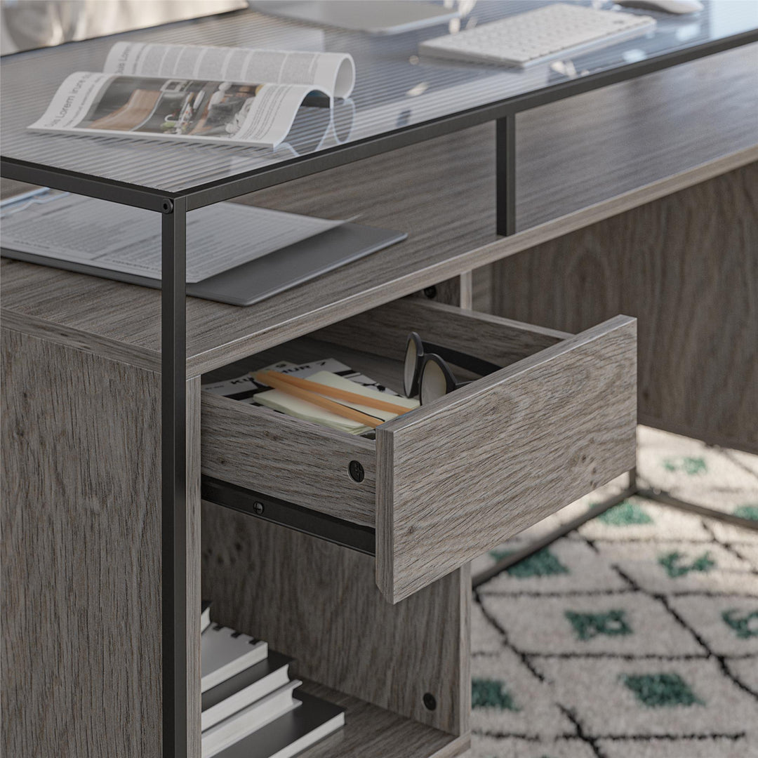 Camley desk with 2 drawers -  Gray Oak