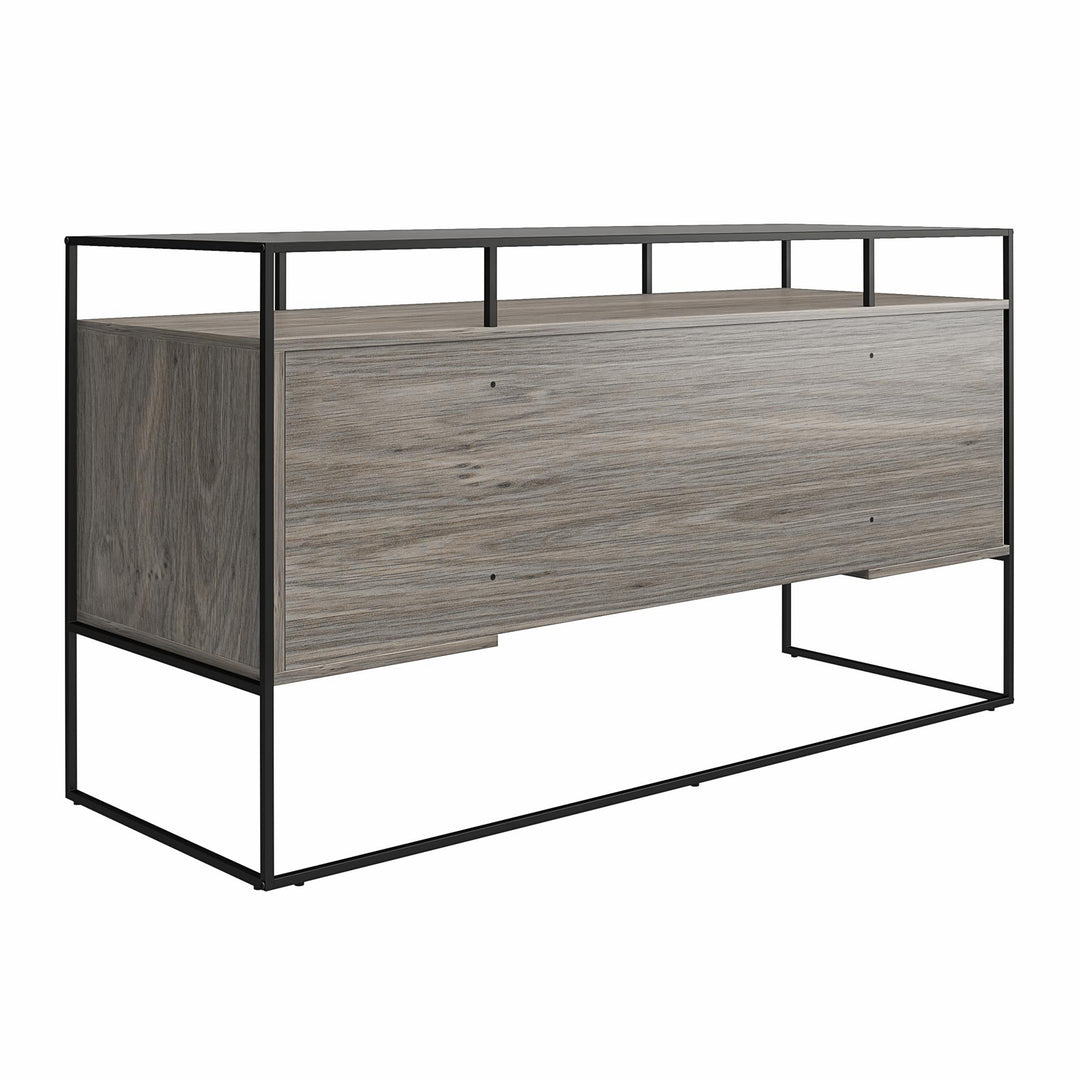Desk with glass top and drawers -  Gray Oak