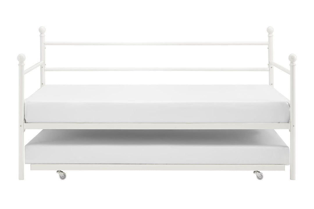 Kyrie Modern Metal Daybed with Trundle - White - Twin