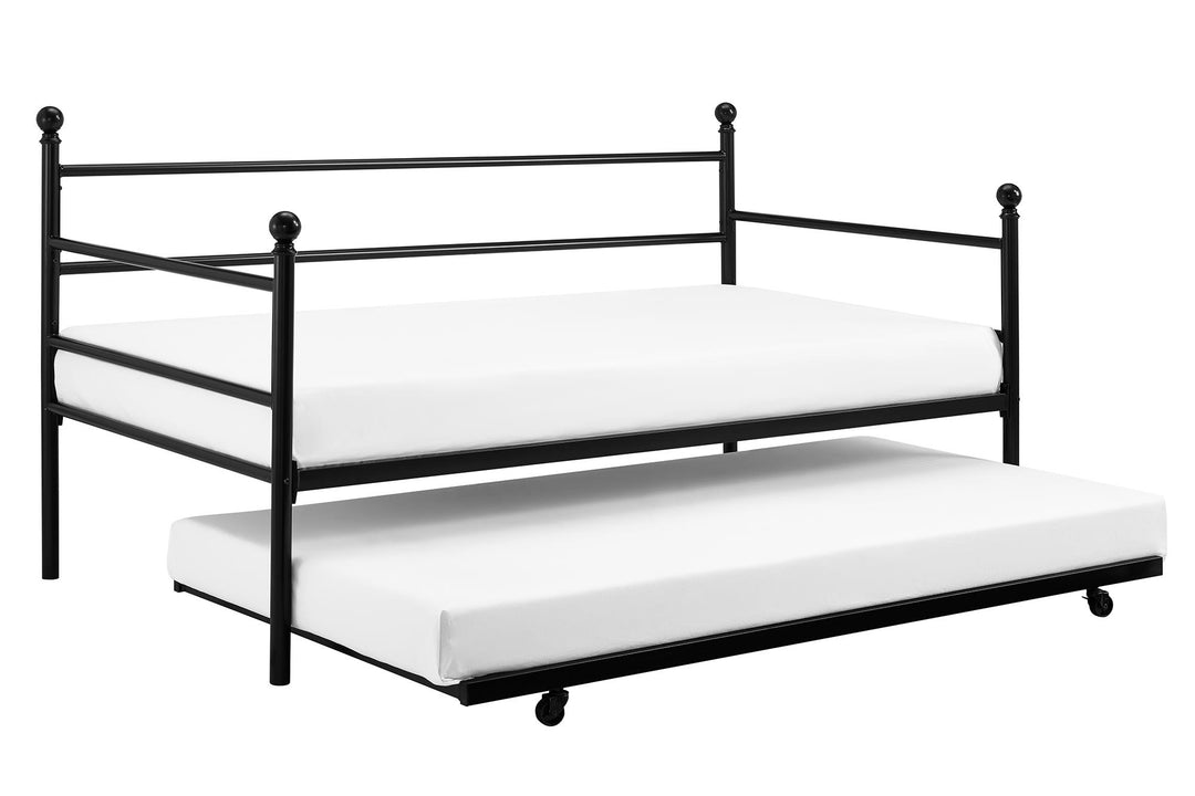 Kyrie Modern Metal Daybed with Trundle - Black - Twin