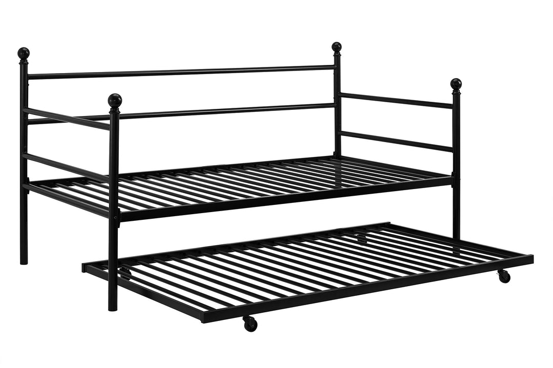 Kyrie Modern Metal Daybed with Trundle - Black - Twin