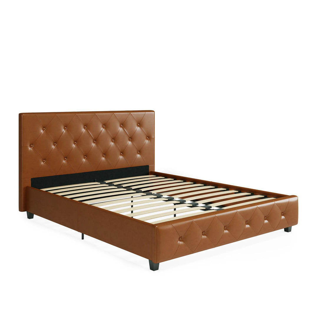 Dakota Contemporary Upholstered Platform Bed with Headboard - Camel - Queen