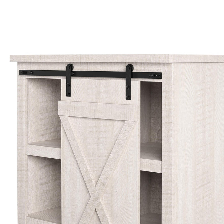 Knox County Bar Cabinet with Sliding Door and 12 Bottle Cubbies - Rustic White