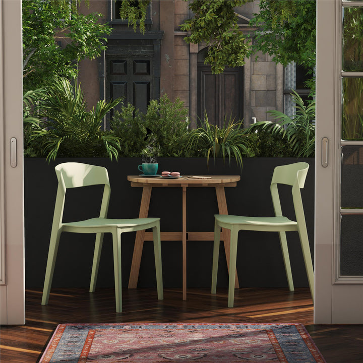 Outdoor/Indoor Stacking Resin Chair with Ribbon Back, Set of 2 - Pale Green - 2-Pack