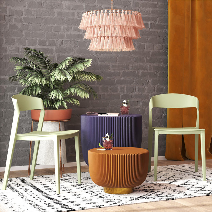 Outdoor/Indoor Stacking Resin Chair with Ribbon Back, Set of 2 - Pale Green - 2-Pack