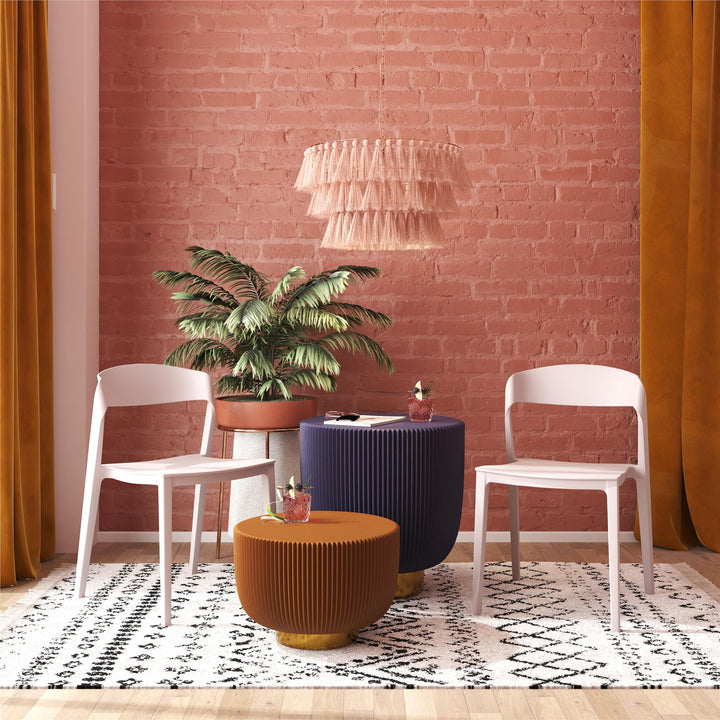 Outdoor/Indoor Resin Chair with Ribbon Back -  Pale Pink 