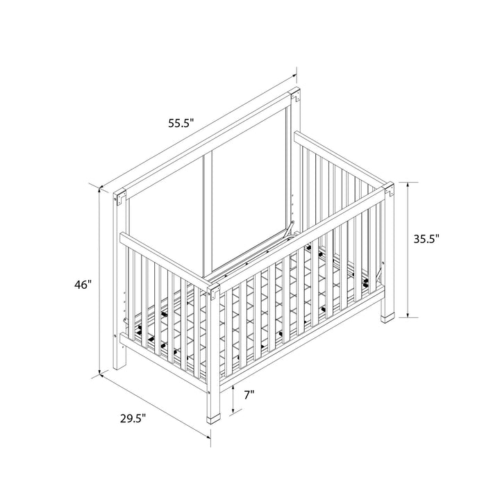 Miles 5 in 1 Convertible Crib with Brass Finished Accents - Soft Grey