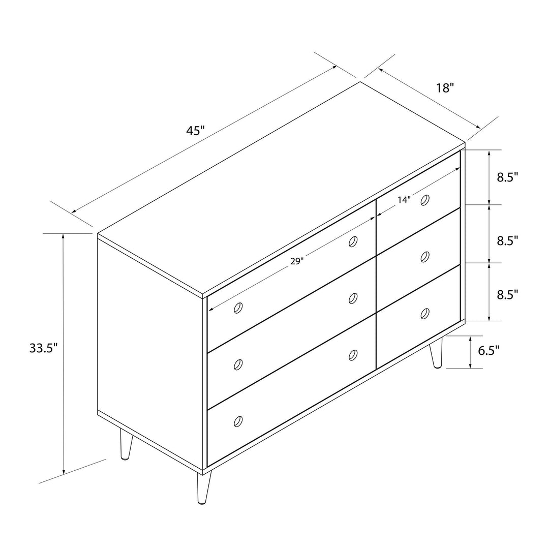Harper 6-Drawer Storage Dresser - Walnut