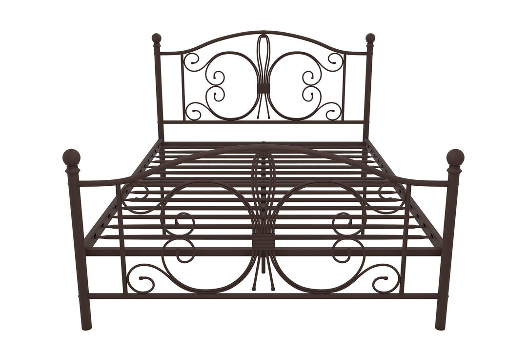 Metal Bed with Secured Metal Slats -  Bronze  -  Full