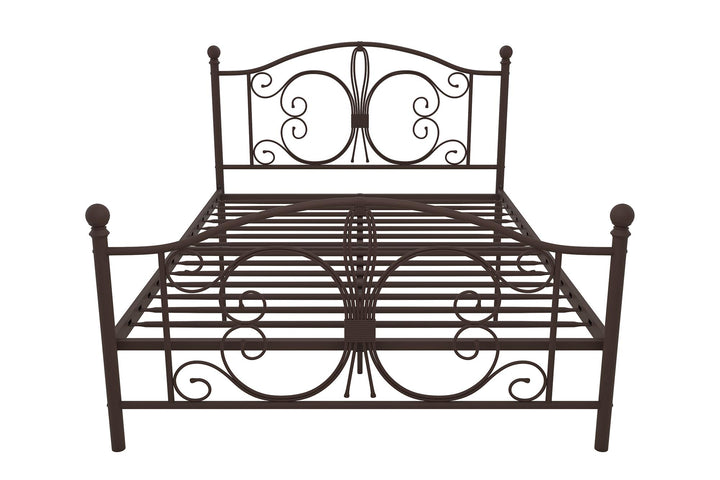 Metal Bed with Secured Metal Slats -  Bronze  -  Full