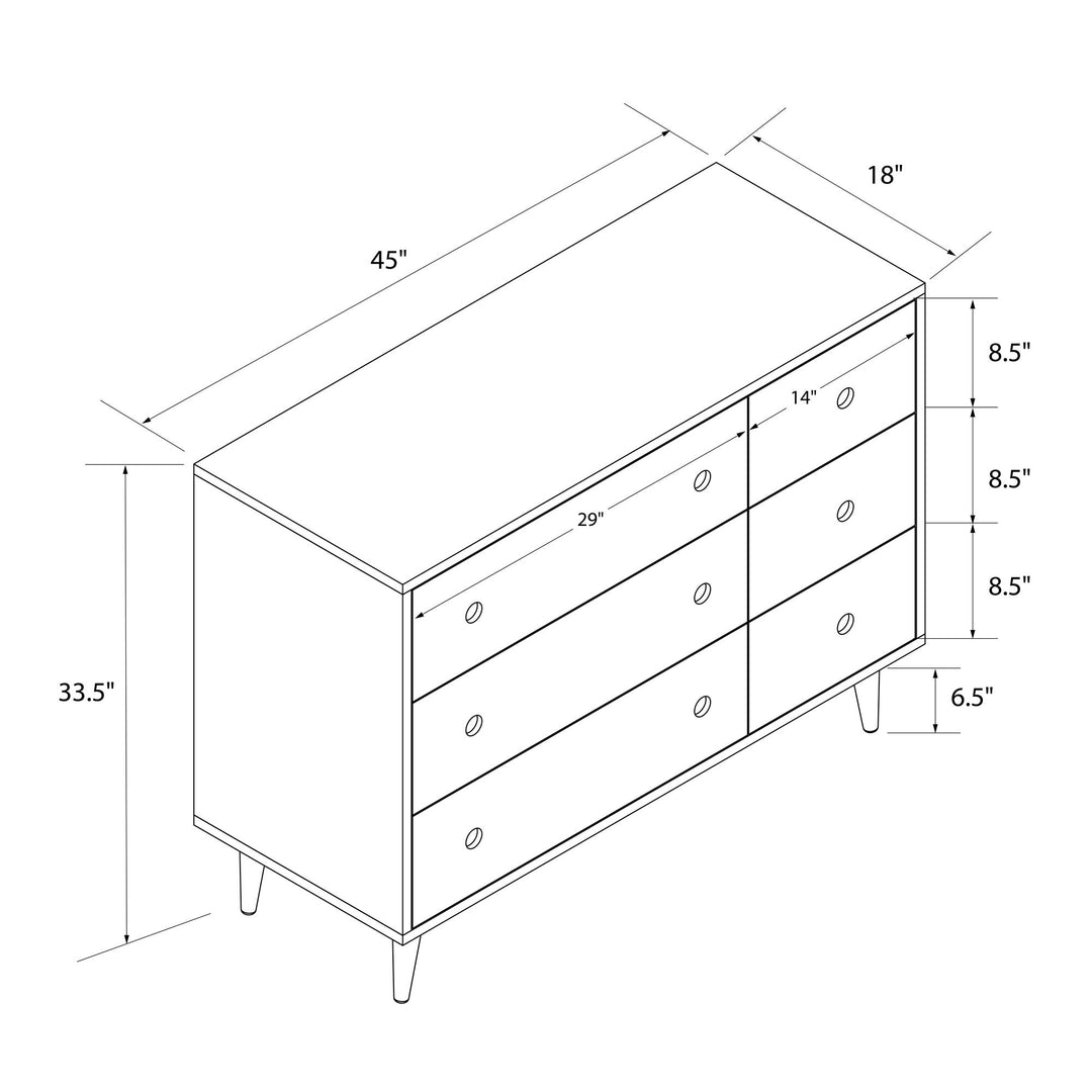 Harper 6 Drawer Storage Dresser - Olive 