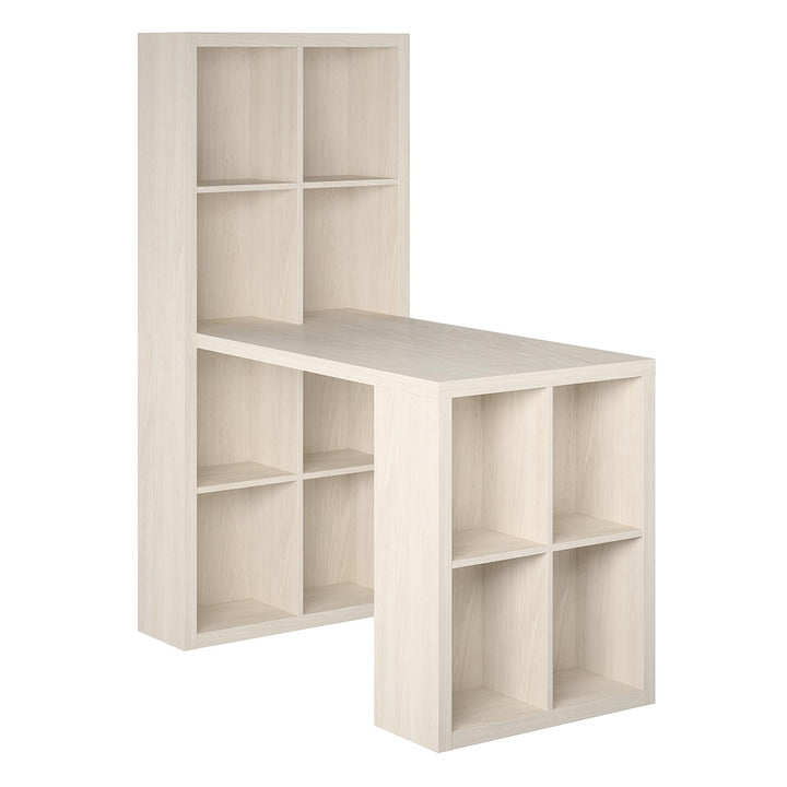 London Hobby Bookcase and Crafting Desk with Cubbies - Ivory Oak