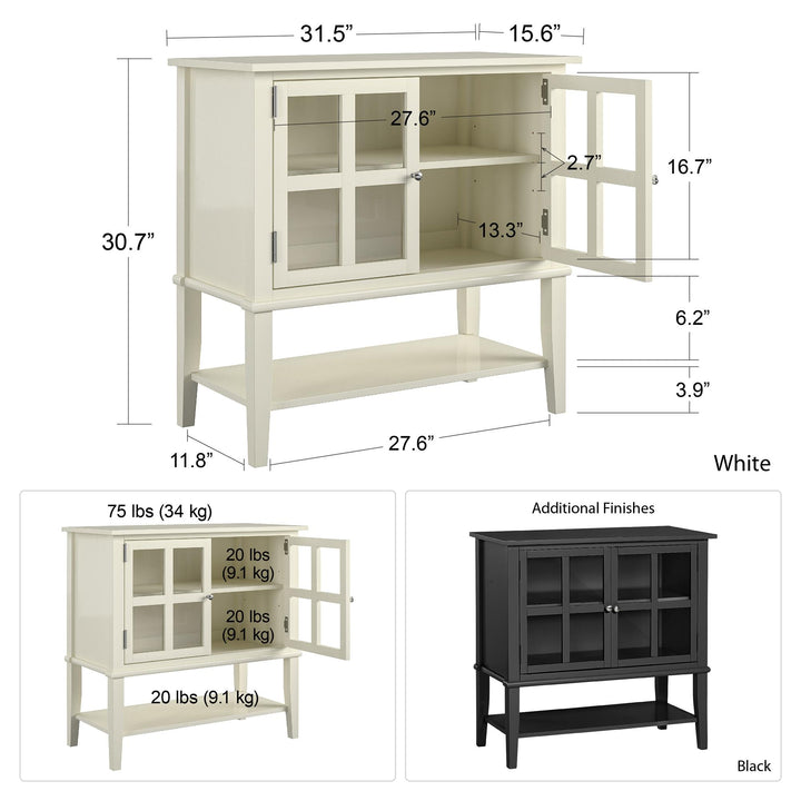 Franklin 2 Glass Door Storage Cabinet - Black