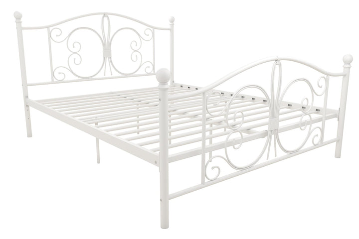 Stylish Victorian Metal Bed -  White  -  Queen