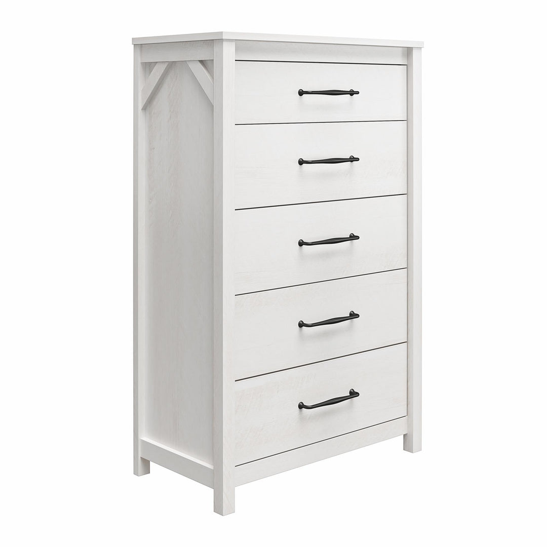 Augusta 5 Drawer Tall Dresser with Easy SwitchLock™ Assembly - Ivory Oak