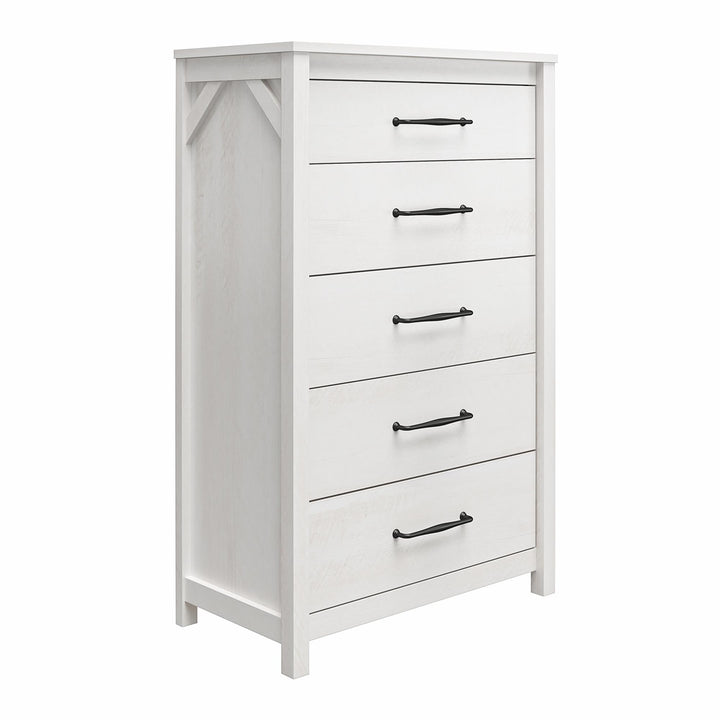 Augusta 5 Drawer Tall Dresser with Easy SwitchLock™ Assembly - Ivory Oak