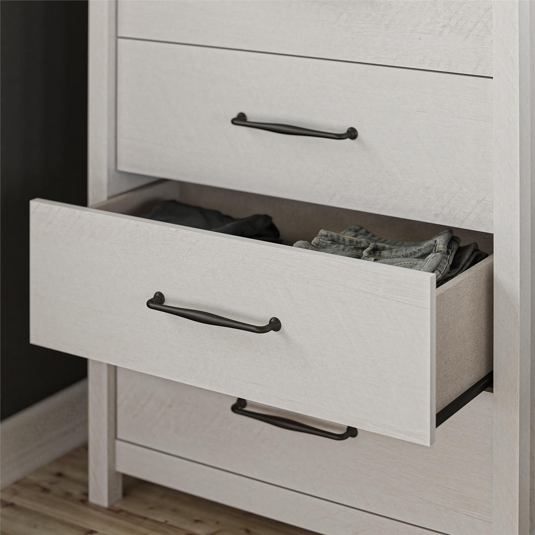 Augusta 5 Drawer Tall Dresser with Easy SwitchLock™ Assembly - Ivory Oak