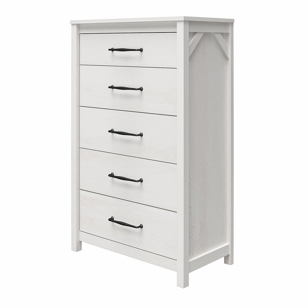 Augusta 5 Drawer Tall Dresser with Easy SwitchLock™ Assembly - Ivory Oak