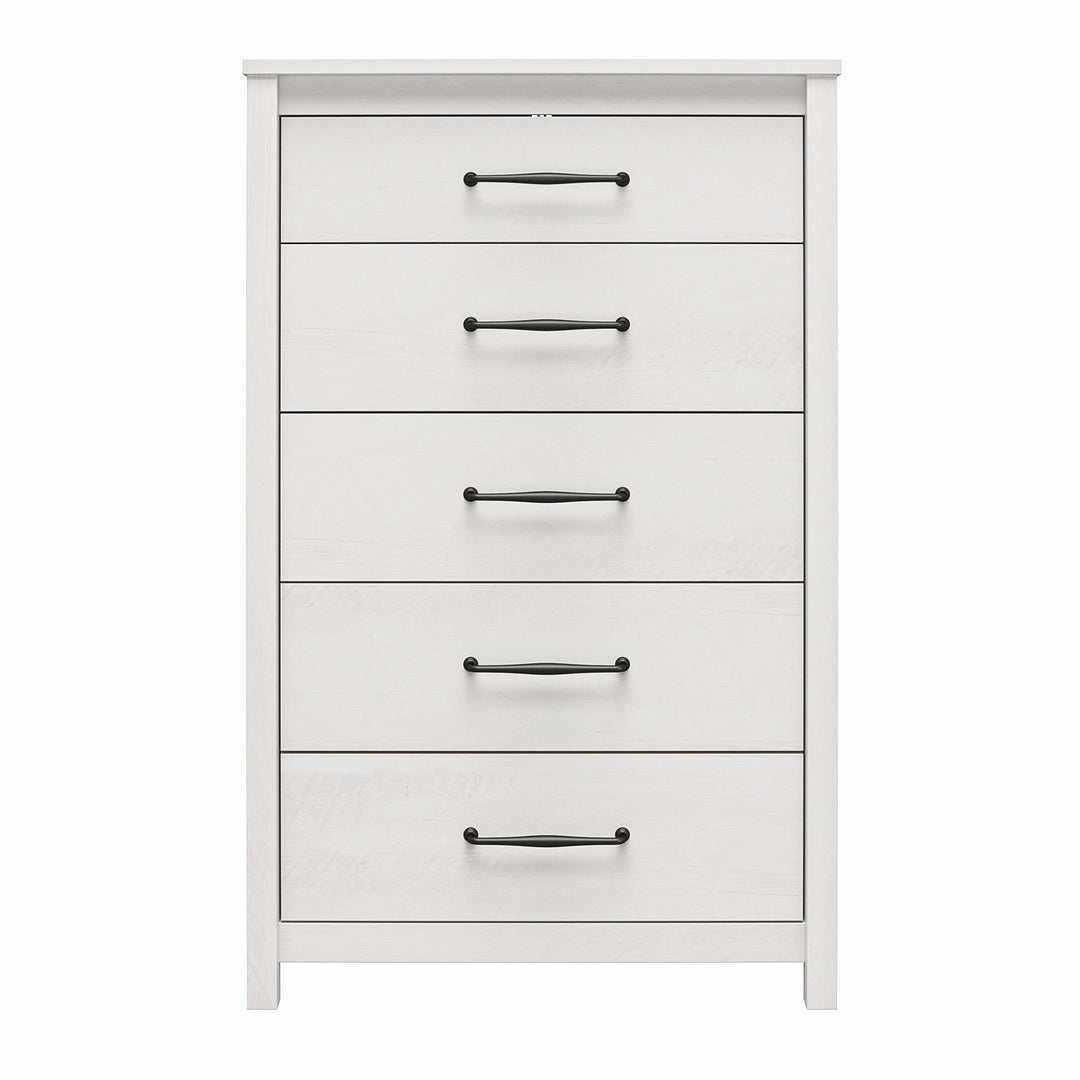 Augusta 5 Drawer Tall Dresser with Easy SwitchLock™ Assembly - Ivory Oak