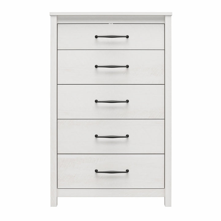 Augusta 5 Drawer Tall Dresser with Easy SwitchLock™ Assembly - Ivory Oak