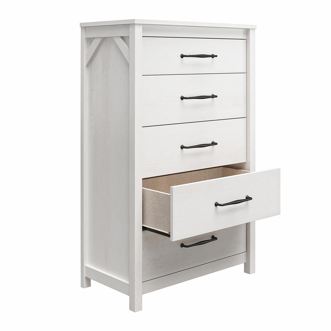 Augusta 5 Drawer Tall Dresser with Easy SwitchLock™ Assembly - Ivory Oak