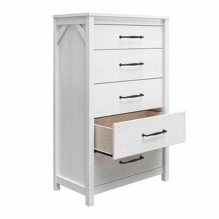 Augusta 5 Drawer Tall Dresser with Easy SwitchLock™ Assembly - Ivory Oak