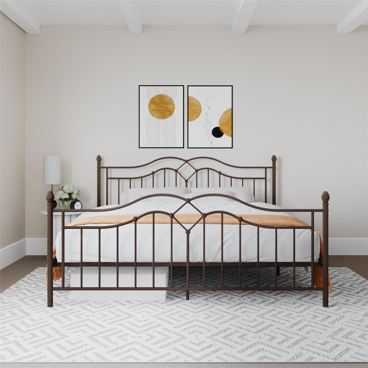 Tokyo Metal Bed with Headboard -  Bronze  -  King