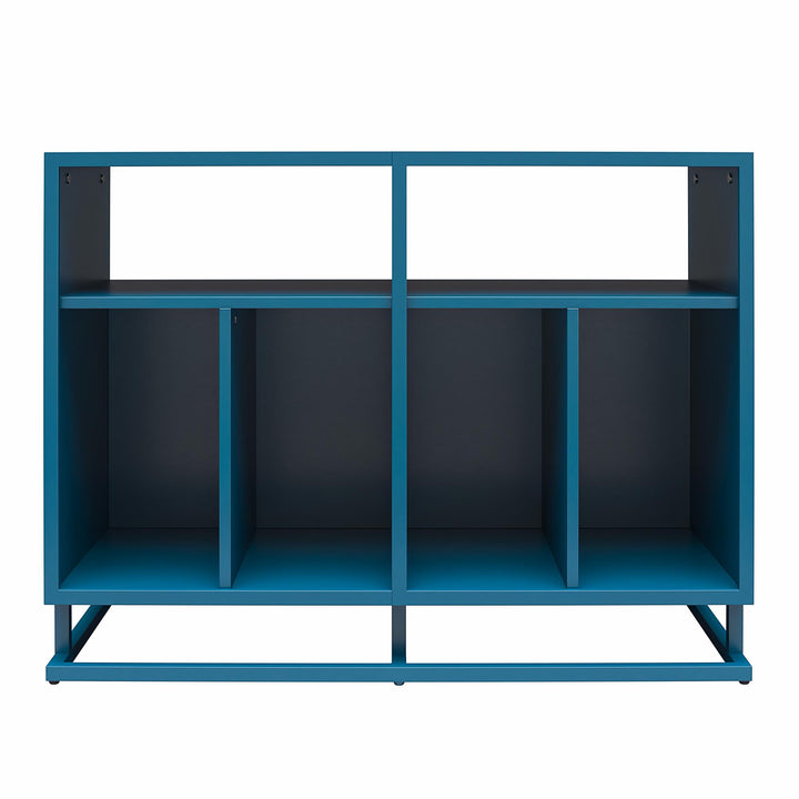 Regal Double Wide Record Station with 6 Open Cubbies - Blue