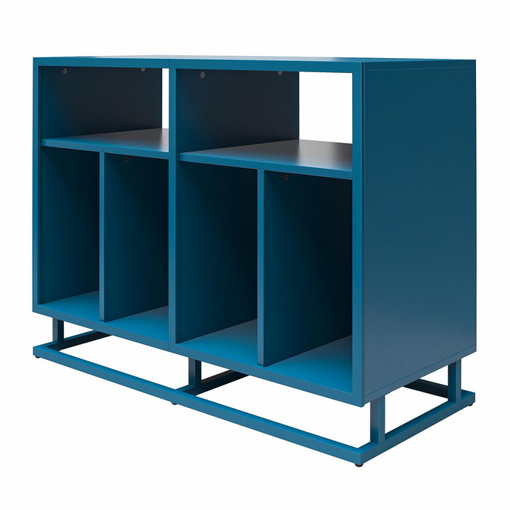 Double Wide Record Station with Cubbies -  Blue