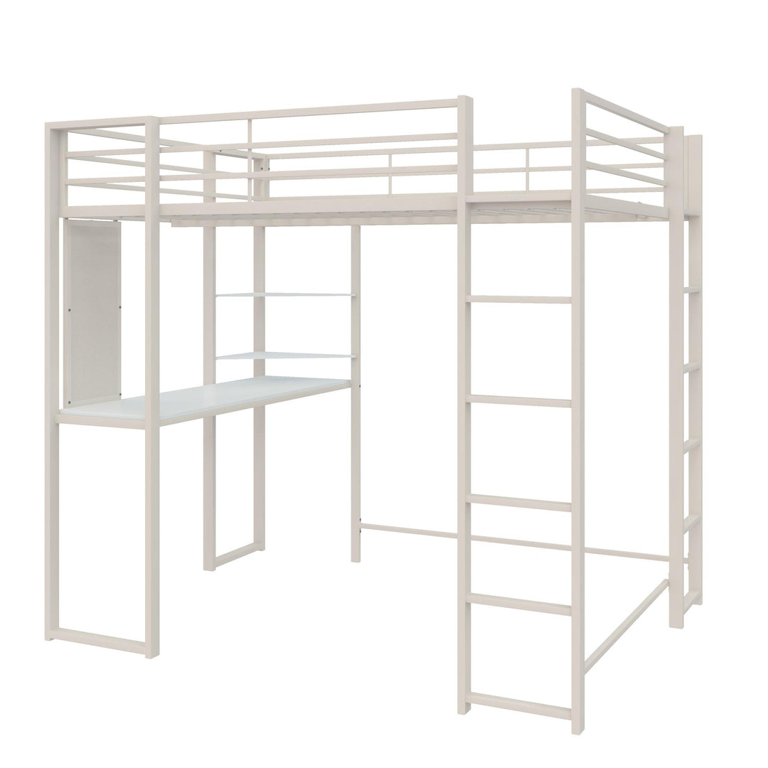 Abode Metal Loft Bed with Built in Desk and Storage Space - White - Full