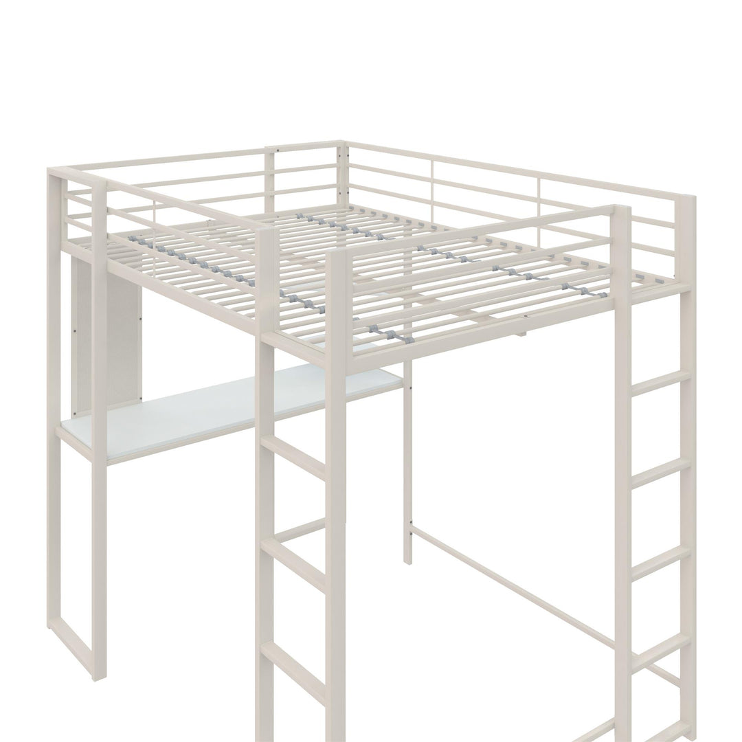 Abode Metal Loft Bed with Built in Desk and Storage Space - White - Full