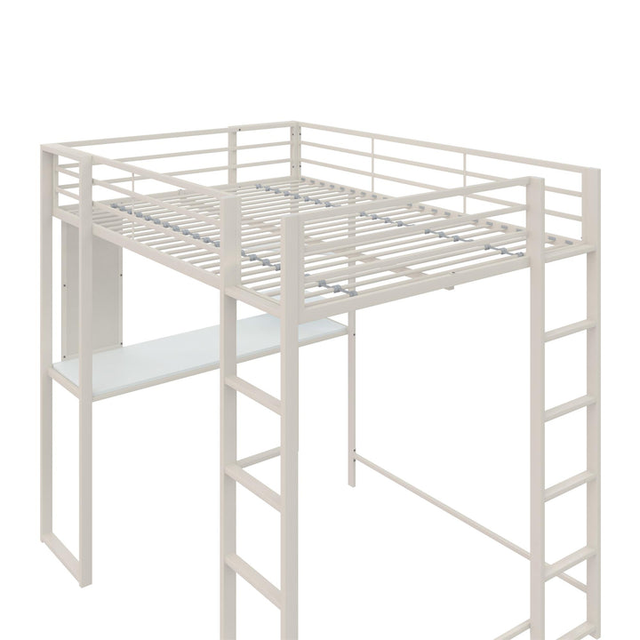 Abode Metal Loft Bed with Built in Desk and Storage Space - White - Full