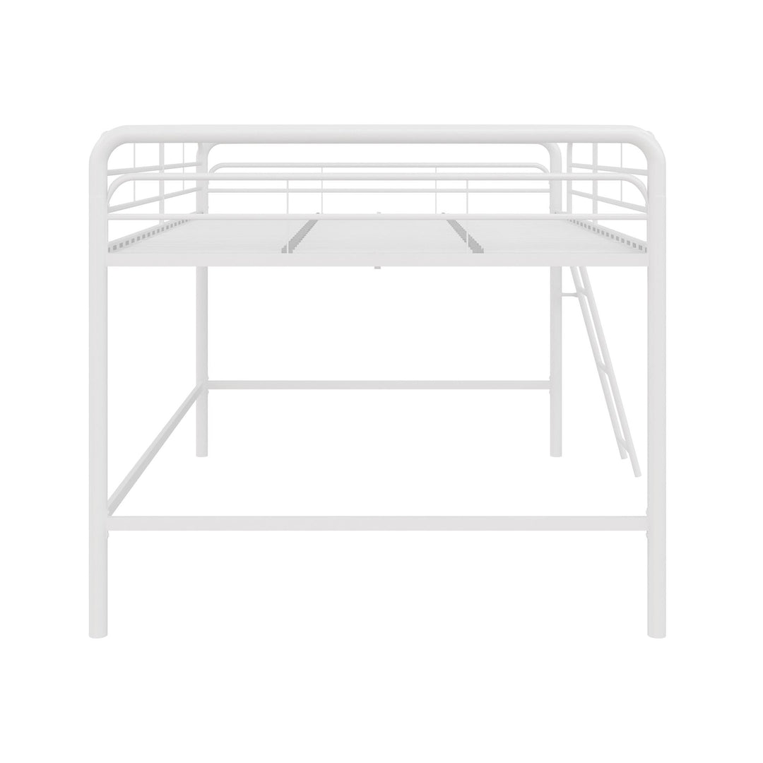 Full Loft Bed with Metal Frame and Ladder -  White  -  Full
