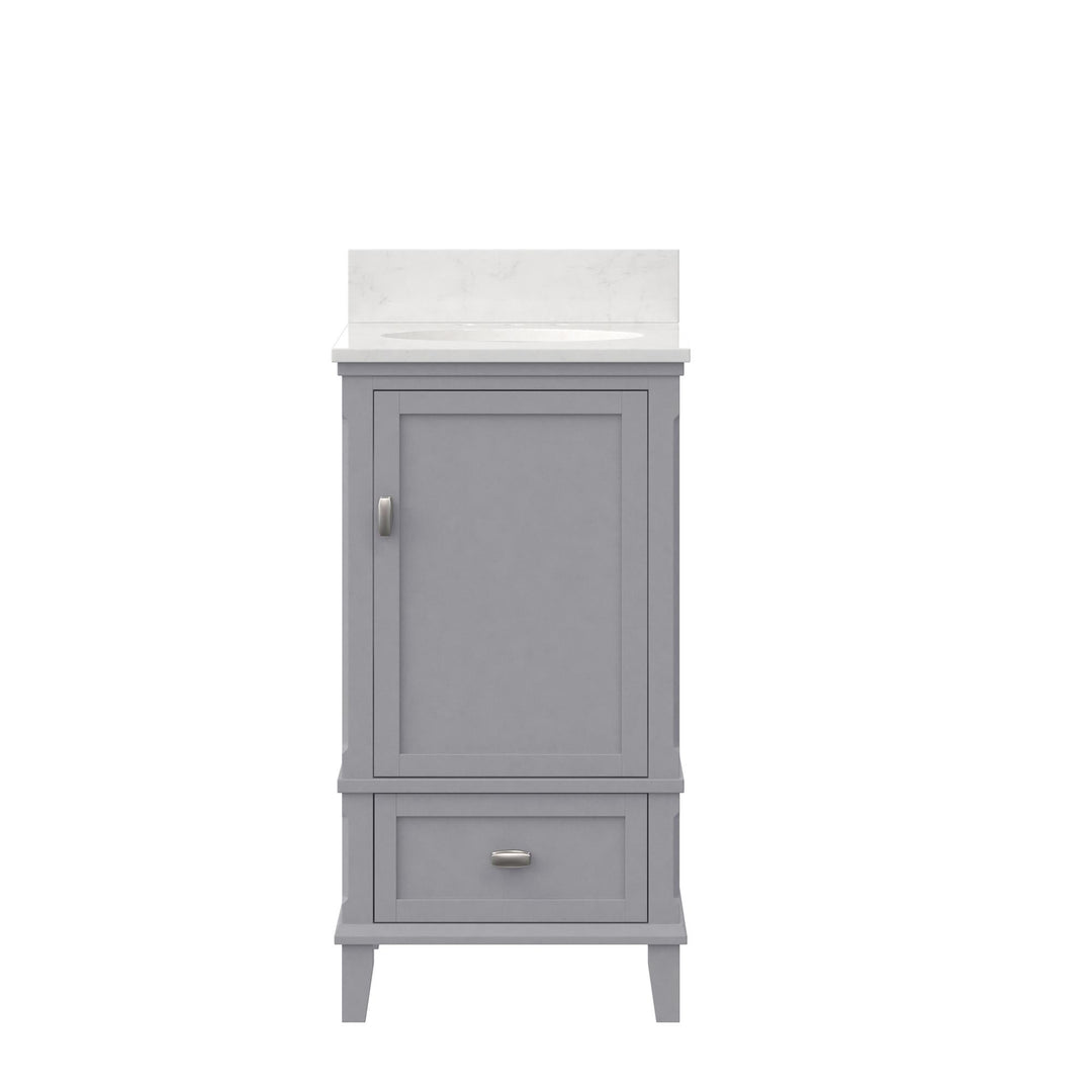 Otum Solid Wood 18-30 Inch Bathroom Vanity with Pre-Installed Oval Porcelain Sink - Gray - 18"