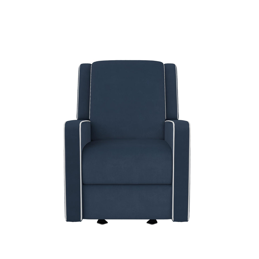 Robyn Upholstered Rocker Recliner Chair White Trim Detail -  Navy