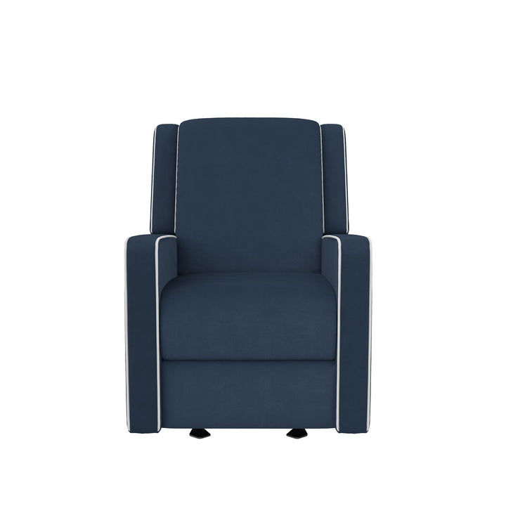 Robyn Upholstered Rocker Recliner Chair White Trim Detail -  Navy