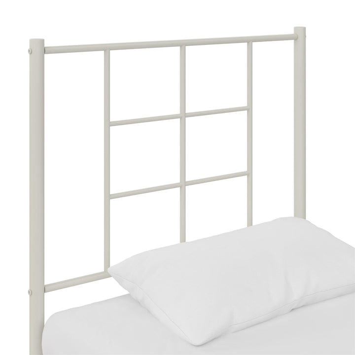 Praxis Geometric Accented Metal Headboard with Classic Matte Finish - White - Twin