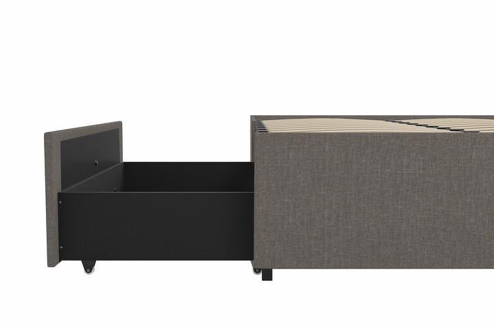 Best Platform Bed with Rollout Drawers -  Grey Linen 