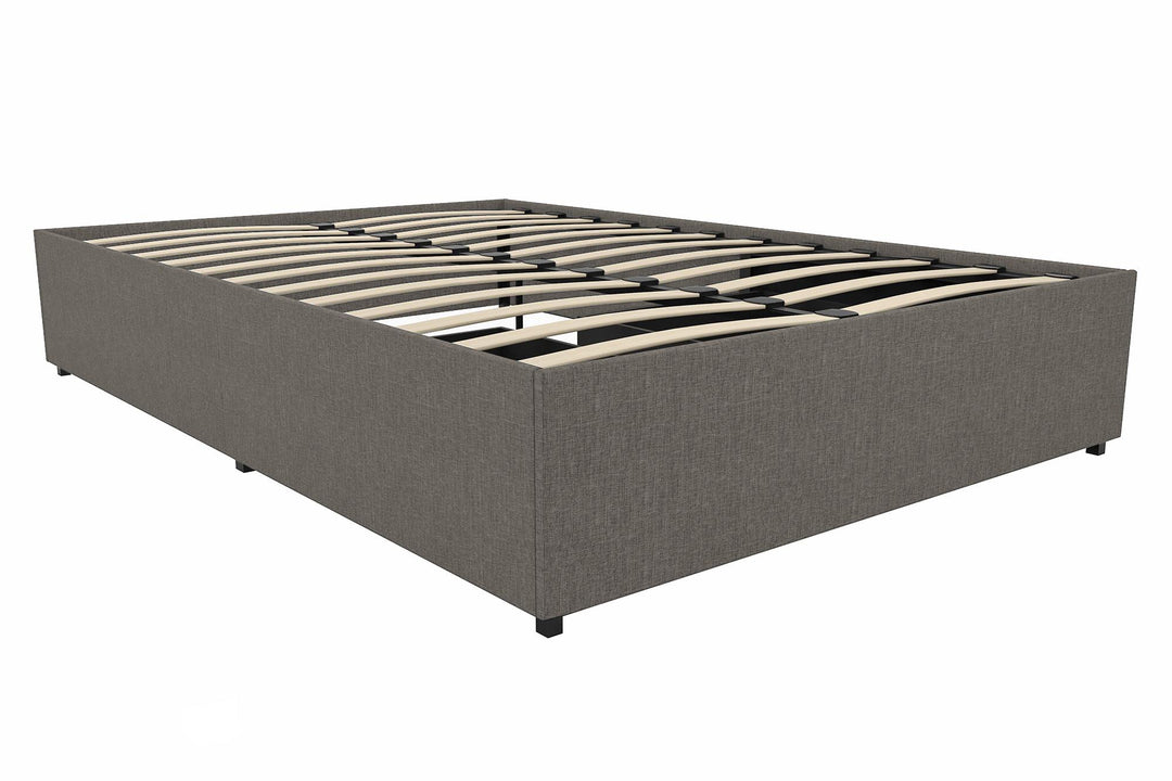 Elegant Platform Bed with Maven Design -  Grey Linen 