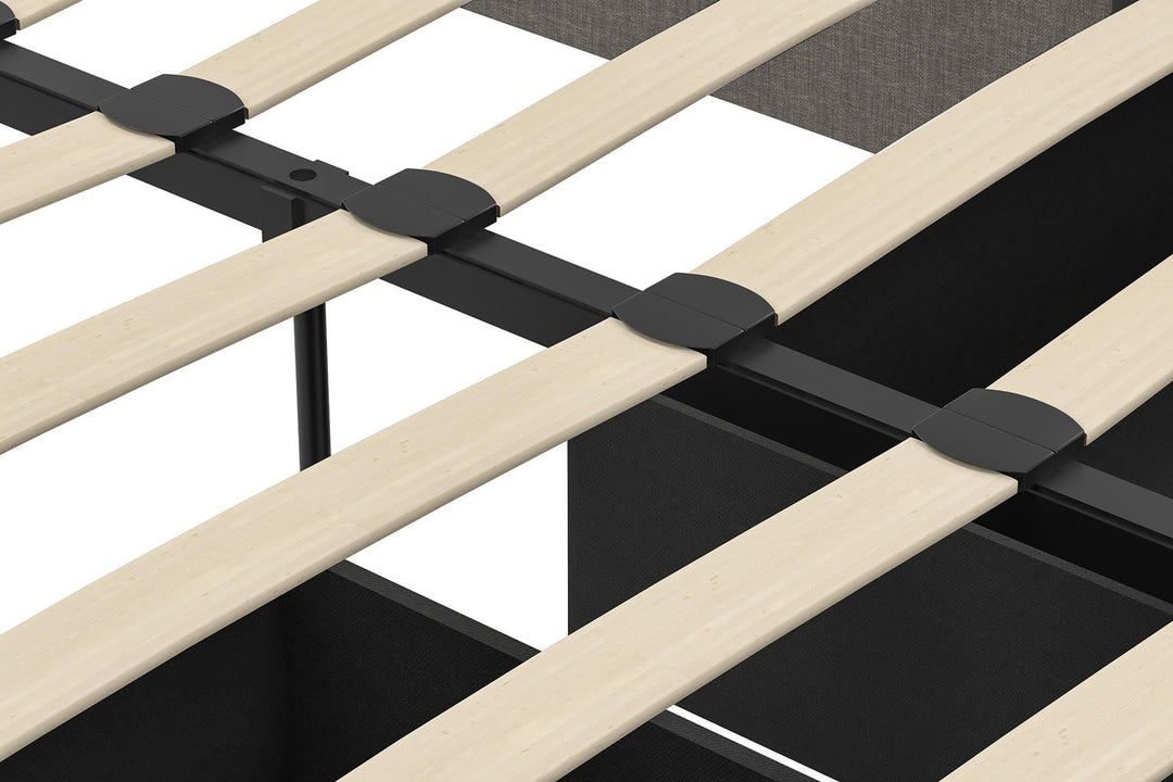 Maven Platform Bed with 2 Rollout Drawers for Storage - Grey Linen - Queen
