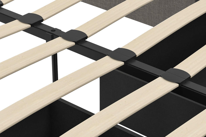 Maven Platform Bed with 2 Rollout Drawers for Storage - Grey Linen - Queen